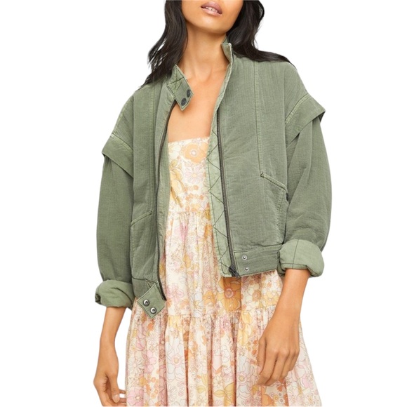 Free People Jackets & Blazers - Free People Florence Bomber Jacket Olive Smoke Size M